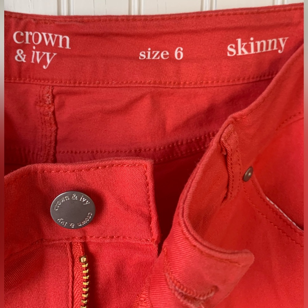 Crown & Ivy (Size 6) Orange Skinny Jeans; (Excellent Condition- worn 1 time)